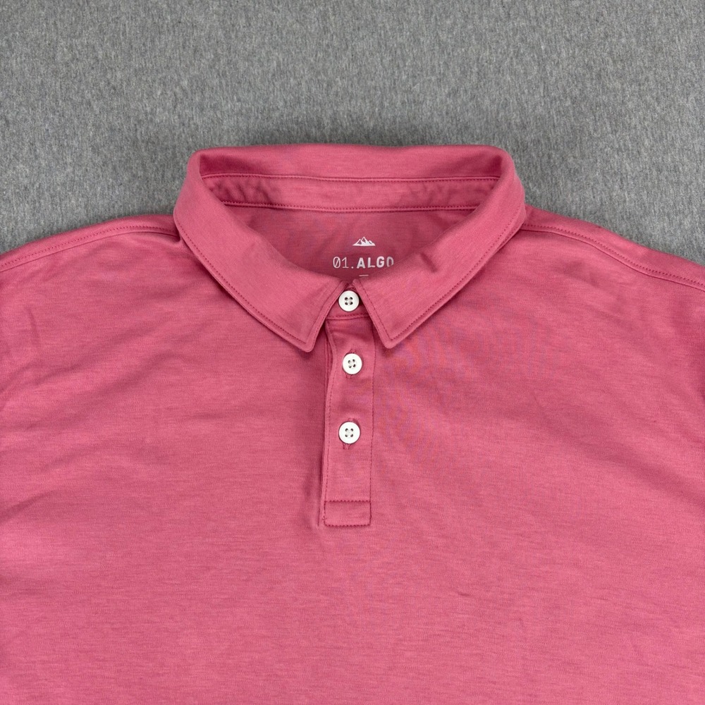 ALGO Golf Polo Mens XL Pink Short Sleeve Performance Polo Shirt Casual Sport - Picture 3 of 8